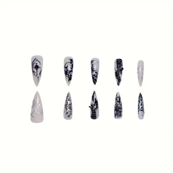 Διασυνοριακά, μοντέρνα, μακριά νύχια με καυτές πωλήσεις, μοντέρνο στυλ, λευκά και διαφανή νύχια που φοριούνται, αφαιρούμενα ψεύτικα νύχια, τελικά προϊόντα