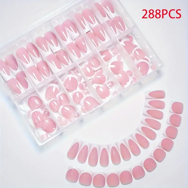 Moderan set bijelih noktiju na nogama i rukama u francuskom stilu za prekograničnu trgovinu, 288 dijelova, popularan prekogranični artikl