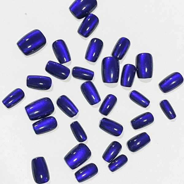 Katės akių formos nešiojami nagai, karališkos mėlynos spalvos temperamento pleistras, 30 vnt., nauja, aukštos klasės balinamoji nešiojamų nagų gamyba
