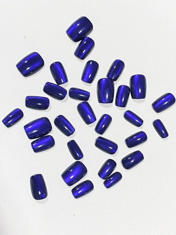 Katės akių formos nešiojami nagai, karališkos mėlynos spalvos temperamento pleistras, 30 vnt., nauja, aukštos klasės balinamoji nešiojamų nagų gamyba