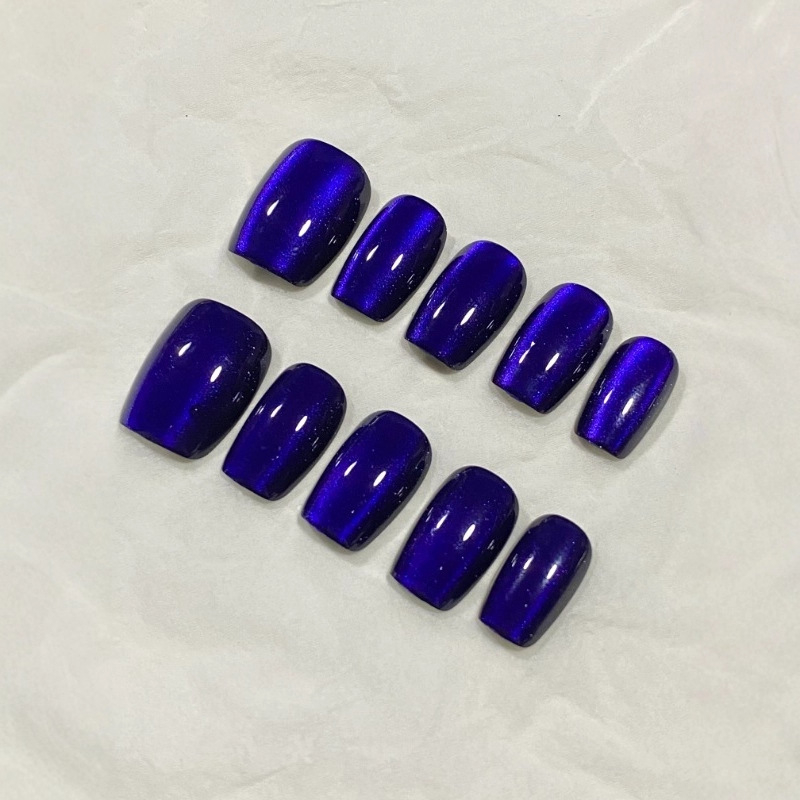 Katės akių formos nešiojami nagai, karališkos mėlynos spalvos temperamento pleistras, 30 vnt., nauja, aukštos klasės balinamoji nešiojamų nagų gamyba