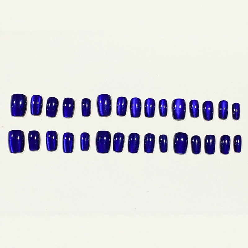 Katės akių formos nešiojami nagai, karališkos mėlynos spalvos temperamento pleistras, 30 vnt., nauja, aukštos klasės balinamoji nešiojamų nagų gamyba