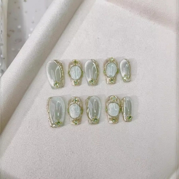 Aukštos kokybės rankų darbo nešiojami nagai „Buccellati“ žydro spalvos blizgantys krištolo katės akių formos nagų lipdukai, gatavi gaminiai, didmeninė prekyba, žvaigždėtas dangus