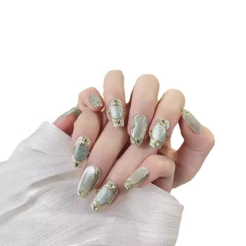 Aukštos kokybės rankų darbo nešiojami nagai „Buccellati“ žydro spalvos blizgantys krištolo katės akių formos nagų lipdukai, gatavi gaminiai, didmeninė prekyba, žvaigždėtas dangus