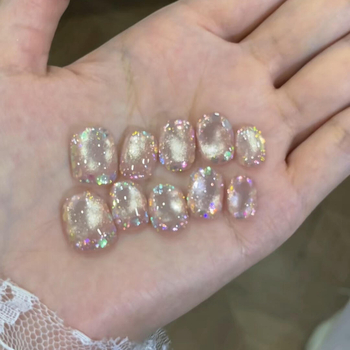 [Gėlių veidrodis] Atmosfera sprogsta ir blizga. Gryni rankomis dėvimi trumpi, aukštos kokybės, vėjo imitacijos nagų dailės pleistrai.