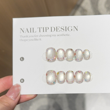 [Flower Mirror] Η ατμόσφαιρα είναι εκρηκτική και λαμπερή. Καθαρό χειροποίητο πανοπλία, υψηλής ποιότητας, ψεύτικο έμπλαστρο νυχιών με σχέδιο ανέμου.