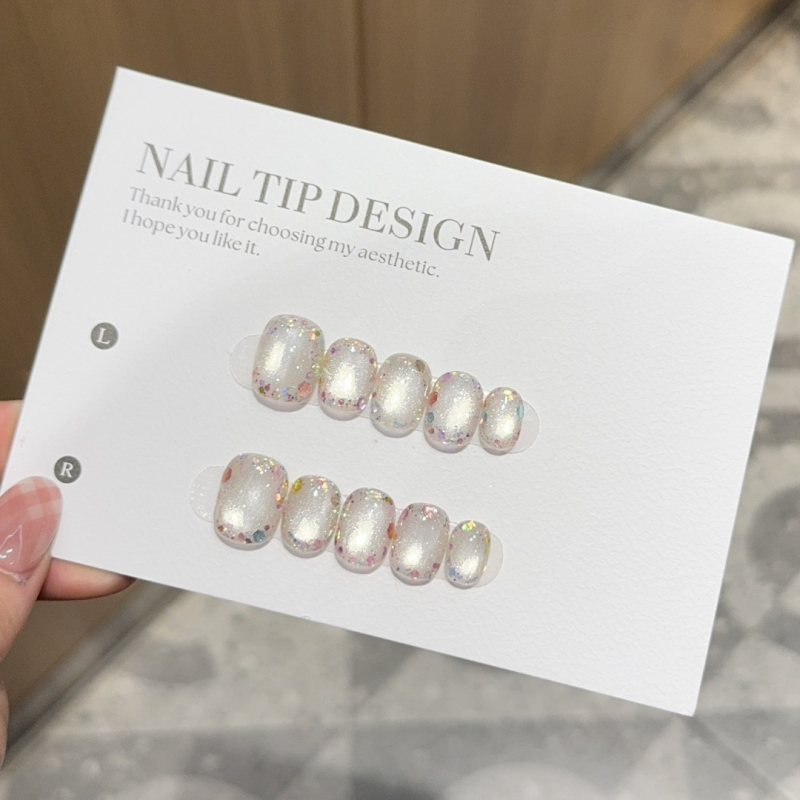 [Gėlių veidrodis] Atmosfera sprogsta ir blizga. Gryni rankomis dėvimi trumpi, aukštos kokybės, vėjo imitacijos nagų dailės pleistrai.