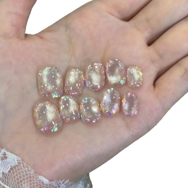 [Gėlių veidrodis] Atmosfera sprogsta ir blizga. Gryni rankomis dėvimi trumpi, aukštos kokybės, vėjo imitacijos nagų dailės pleistrai.