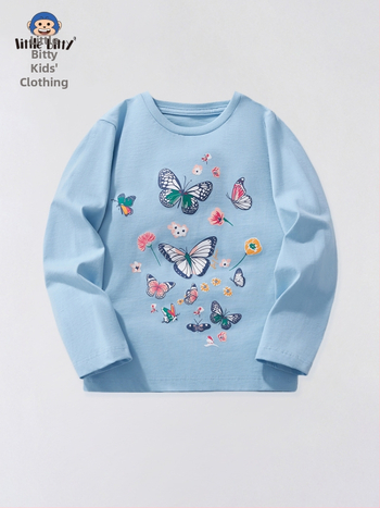 2025 m. naujo rudens mergaitiški megztiniai ilgomis rankovėmis, vaikiški ilgarankoviai marškinėliai, vaikiški ilgarankoviai viršutiniai marškinėliai