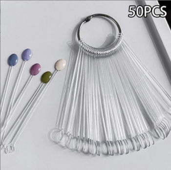 Κάρτα Χρώματος με Κουτάλι για Νύχια, Κουτάλι 50 Χρωμάτων, Οθόνη Εργασίας για Πρακτική Νυχιών, Κάρτα Χρώματος, Χρώμα Καραμέλας, Gel Βερνίκι Νυχιών, Πίνακας Χρώματος