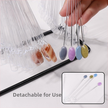 Κάρτα Χρώματος με Κουτάλι για Νύχια, Κουτάλι 50 Χρωμάτων, Οθόνη Εργασίας για Πρακτική Νυχιών, Κάρτα Χρώματος, Χρώμα Καραμέλας, Gel Βερνίκι Νυχιών, Πίνακας Χρώματος