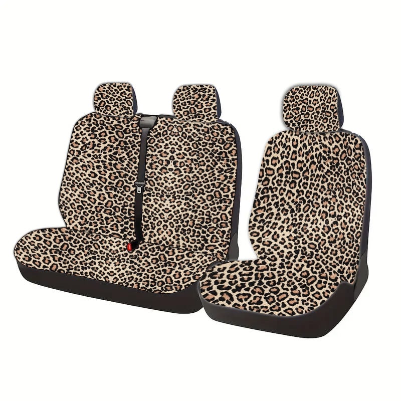 Dzeltenas leoparda apdrukas sērijas trīsdaļīgs automašīnas sēdekļa pārvalku komplekts ar kapuci, nodilumizturīgs, pārrobežu vislabāk pārdotais, ledus zīda universāls modelis
