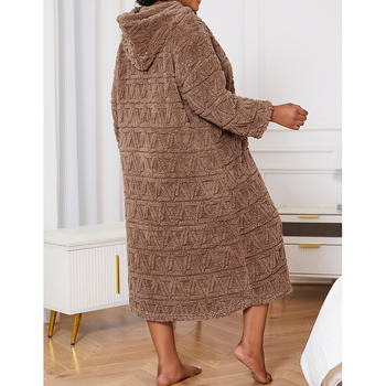 Eiropas un Amerikas pārrobežu plus izmēra pidžamas samta rudens un ziemas kapuces kombinezons naktskrekls mājas apģērbs brūna tīras kokvilnas pidžama