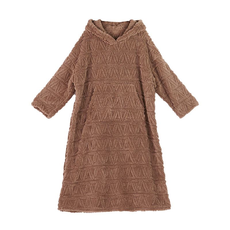 Eiropas un Amerikas pārrobežu plus izmēra pidžamas samta rudens un ziemas kapuces kombinezons naktskrekls mājas apģērbs brūna tīras kokvilnas pidžama