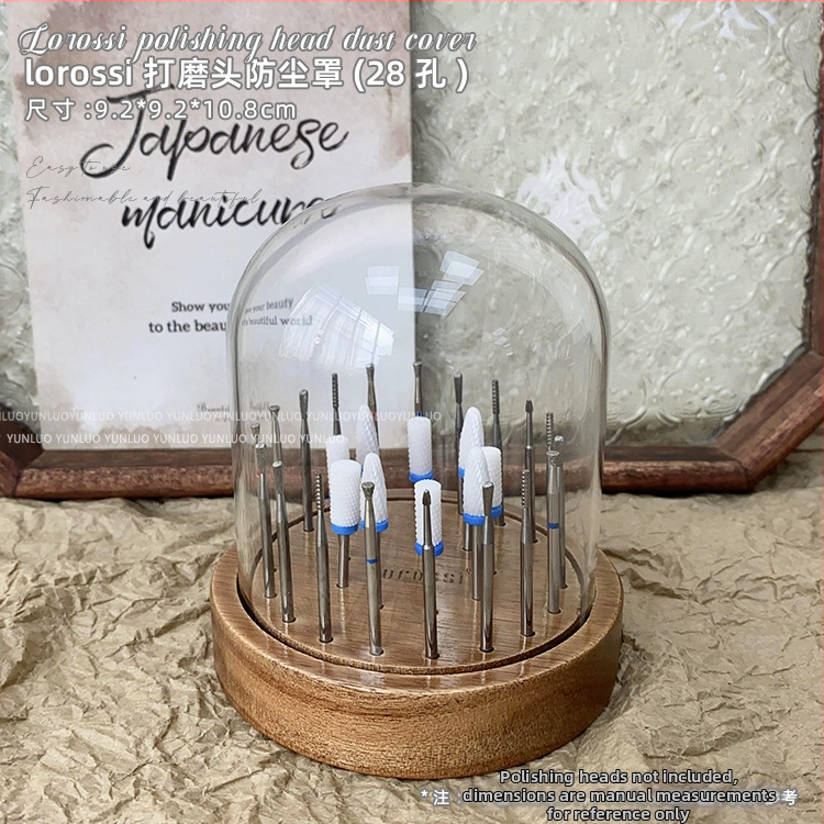 Кутия за съхранение на шлифовъчна глава за нокти, винтидж, цвят орех, пореста, усъвършенствана стойка за съхранение, основа за дисплей