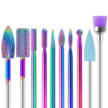 Nagu volframa tērauda slīpēšanas galviņas 10 gabalu komplekts, krāsains sakausējuma komplekts, bruņu virsmas slīpēšanas pīlinga instruments, manikīra mašīnas piederumi