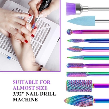 Κεφαλή λείανσης νυχιών από βολφραμικό χάλυβα σετ 10 τεμαχίων, σετ πολύχρωμων κραμάτων, εργαλείο λείανσης επιφανειών Armor, αξεσουάρ μηχανής απολέπισης μανικιούρ