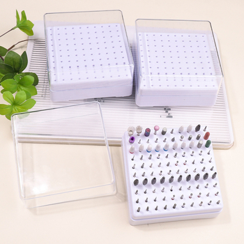 Tarpinė 100 skylių šlifavimo galvutės laikymo dėžutė nagų poliravimo galvutės demonstravimo stovas grąžtų laikymo dėžutė nagų apdailos dėžutė