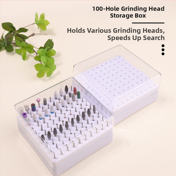 Διασυνοριακό κουτί αποθήκευσης κεφαλής λείανσης 100 οπών, βάση για κεφαλή στίλβωσης νυχιών, κουτί αποθήκευσης τρυπανιών, κουτί φινιρίσματος, κουτί εργαλείων νυχιών