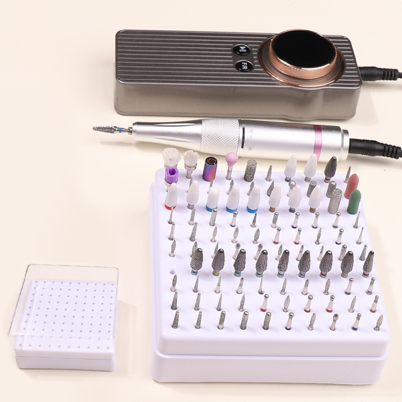 Tarpinė 100 skylių šlifavimo galvutės laikymo dėžutė nagų poliravimo galvutės demonstravimo stovas grąžtų laikymo dėžutė nagų apdailos dėžutė