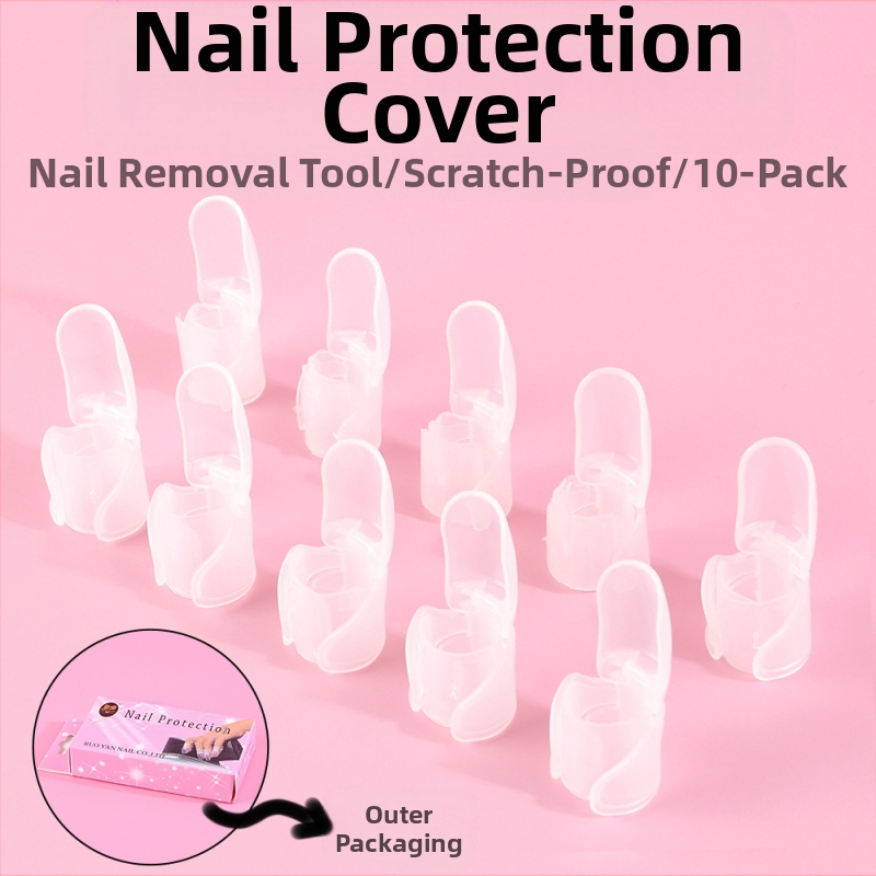 Naujas pilnas manikiūro apsauginių užvalkalų, nagų lako, nešiojamų nagų, apsaugos nuo įbrėžimų artefaktų, manikiūro priežiūros įrankių rinkinys, skaidrūs 10 dalių