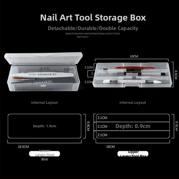 Κουτί εργαλείων διπλής στρώσης για νύχια, κουτί αποθήκευσης στυλό νυχιών, κουτί εργαλείων, κουτί στυλό τατουάζ, αφαιρούμενο δύο στρώσεων, παγωμένο