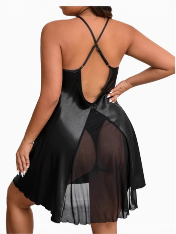 2025 Amazon трансгранична европейска и американска дамска рокля с голям размер, секси дизайн, сатенена рокля с отворен гръб