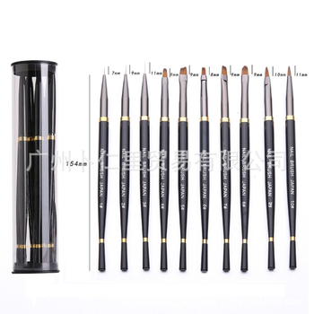 Nagų dailės įrankiai, aukštos kokybės cilindrinis undinėlės formos nagų dailės teptukas, teptukas, šviesos terapijos rašiklis, undinėlės formos nagų pieštukas, 10 rinkinių