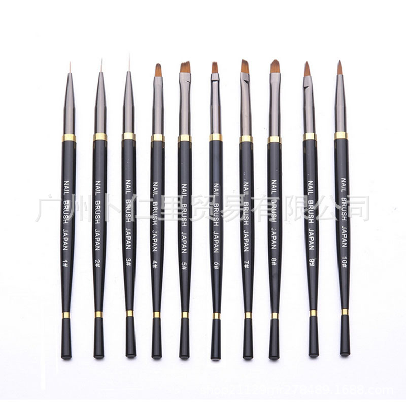 Nagų dailės įrankiai, aukštos kokybės cilindrinis undinėlės formos nagų dailės teptukas, teptukas, šviesos terapijos rašiklis, undinėlės formos nagų pieštukas, 10 rinkinių