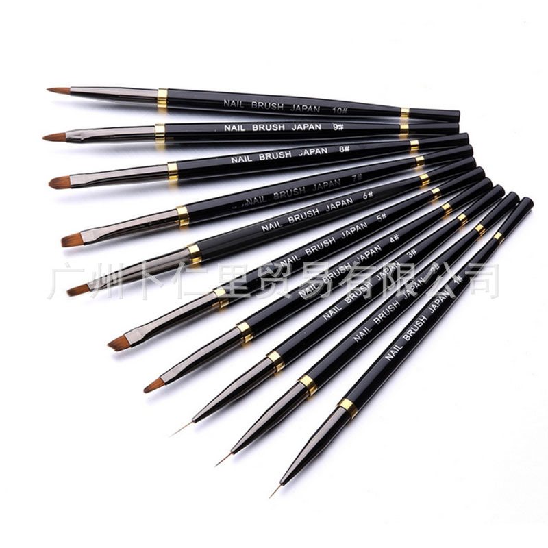 Nagų dailės įrankiai, aukštos kokybės cilindrinis undinėlės formos nagų dailės teptukas, teptukas, šviesos terapijos rašiklis, undinėlės formos nagų pieštukas, 10 rinkinių