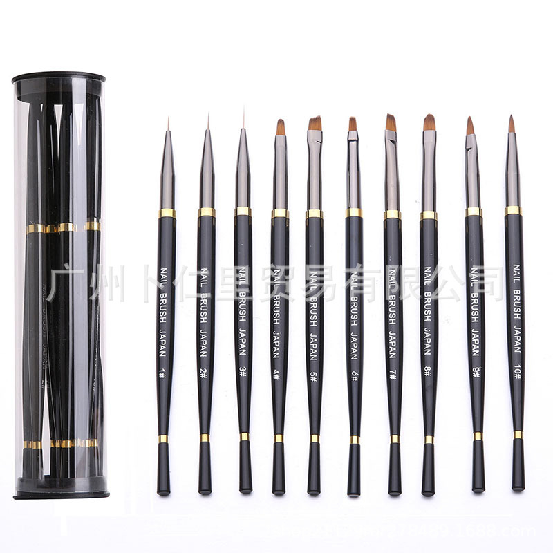 Nagų dailės įrankiai, aukštos kokybės cilindrinis undinėlės formos nagų dailės teptukas, teptukas, šviesos terapijos rašiklis, undinėlės formos nagų pieštukas, 10 rinkinių