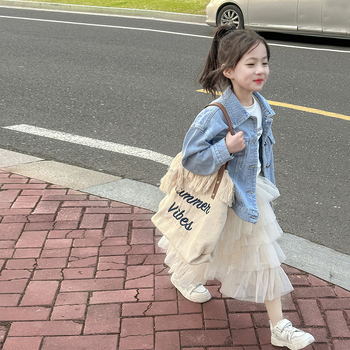 Παιδικό τζιν παλτό για κορίτσια 2024, νέο, ανοιξιάτικο και φθινοπωρινό, δυτικό στιλ, με κουνέλι, για παιδιά, casual, πανωφόρια για όλες τις ηλικίες