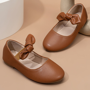 2025. gada jaunas meiteņu seklas, plakanas vasaras korejiešu stila princeses kurpes vidējiem un lieliem bērniem ar bantīti un mīkstu ādas apaviem