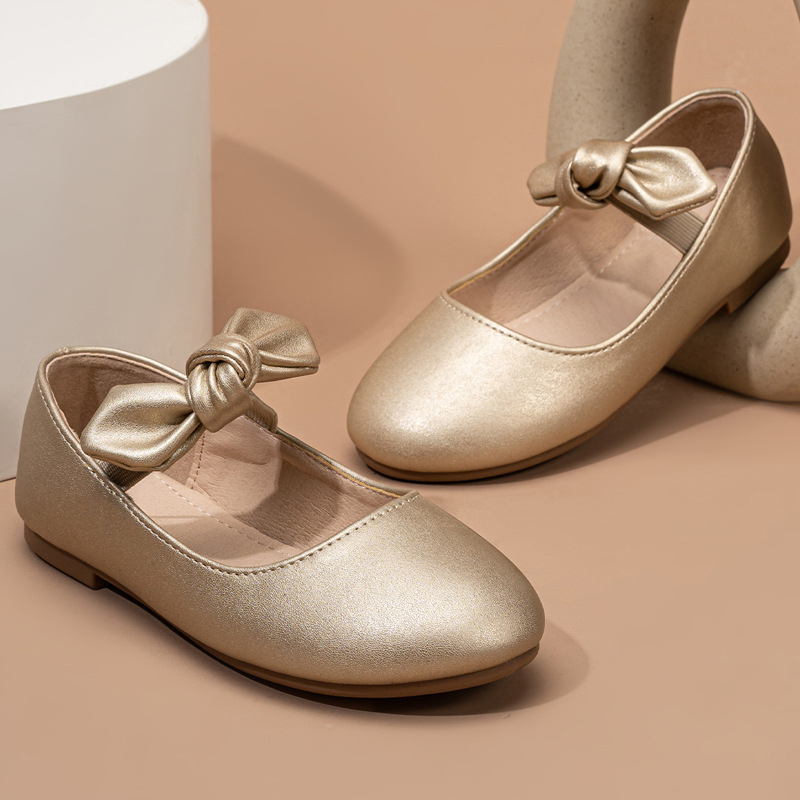 2025. gada jaunas meiteņu seklas, plakanas vasaras korejiešu stila princeses kurpes vidējiem un lieliem bērniem ar bantīti un mīkstu ādas apaviem