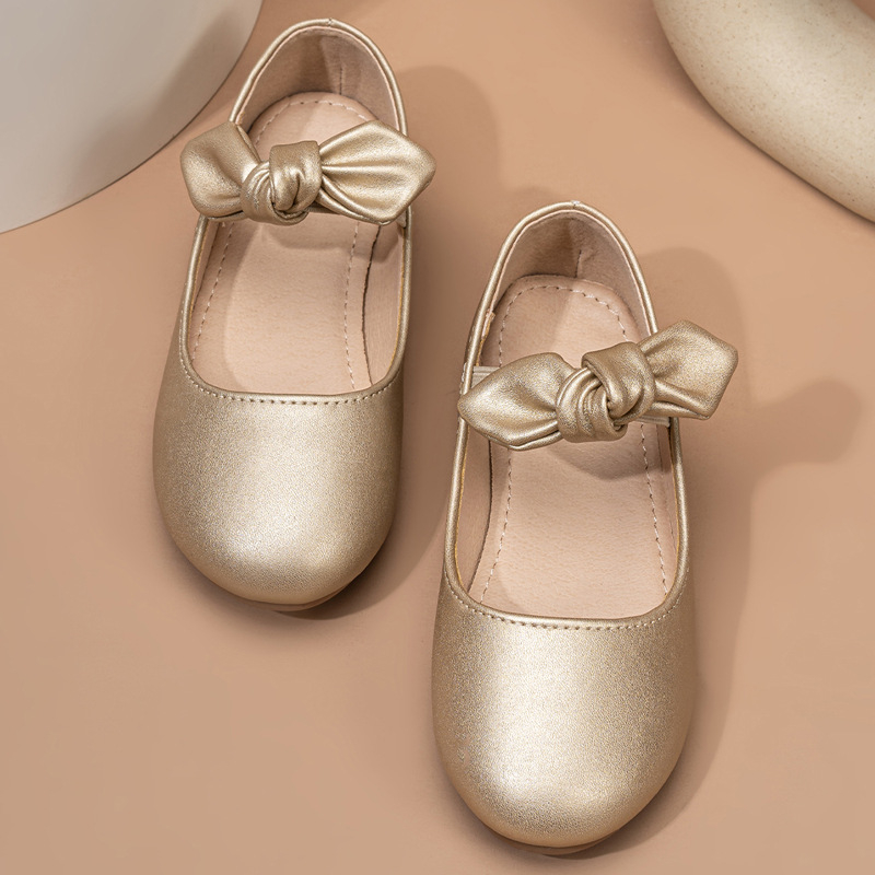 2025. gada jaunas meiteņu seklas, plakanas vasaras korejiešu stila princeses kurpes vidējiem un lieliem bērniem ar bantīti un mīkstu ādas apaviem