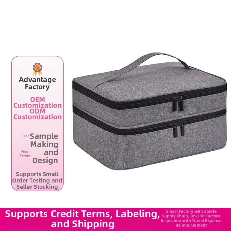 Dvisluoksnis didelės talpos kosmetinis krepšys, daugiafunkcis eterinių aliejų kosmetinis krepšys, paprastas rašomasis nagų lako krepšys „Amazon Temu“