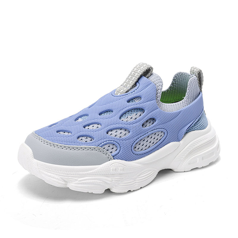 Tiesioginiai gamykliniai berniukiški batai, 2025 m. pavasario nauji, kvėpuojantys, tinkliniai, įsispiriami, vidutinio ir didelio dydžio vaikiški sportiniai bateliai pavasariui