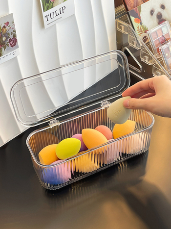 Yanzong Κουτί Αποθήκευσης Πούδρας, Μπουντουάρ, Πινέλο Καλλυντικών, Κραγιόν, Αδιάβροχο Κουτί, Ράφι Αποθήκευσης Αυγών Ομορφιάς