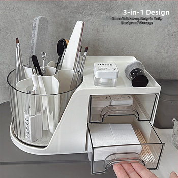 Πολυλειτουργική περιστρεφόμενη θήκη για στυλό νυχιών, πολυλειτουργική θήκη για στυλό τύπου συρταριού, μεγάλη χωρητικότητα για επιτραπέζια αποθήκευση πινέλων καλλυντικών