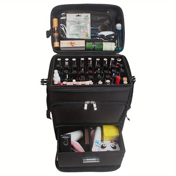 Didelės talpos daugiasluoksnis drobės siuvinėjimo įrankių vežimėlio dėklas, skirtas antakių tatuiruotėms, manikiūrui ir profesionaliam makiažui