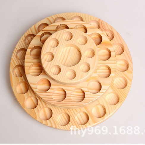 Eterinių aliejų laikymo padėklas iš medžio masyvo, trijų sluoksnių, eterinių aliejų demonstravimas, klasifikavimo lentyna, apvali, pasukama, aromaterapija