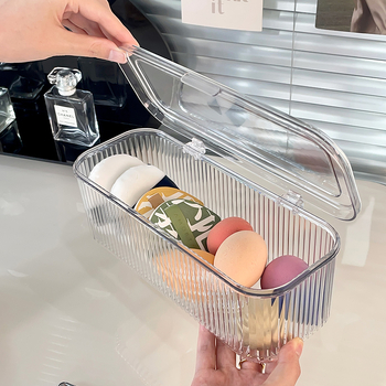 Pudrinės vatos pagalvėlės laikymo dėžutė, tualetinis staliukas, stalinis kosmetikos teptukas, lūpų dažai, dulkėms atsparus oro pagalvės laikymo stovas, grožio kiaušinis