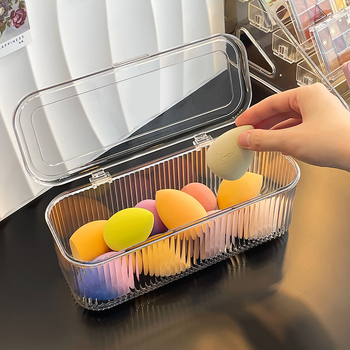 Κουτί αποθήκευσης βαμβακιού με πούδρα, τραπέζι ντυσίματος, επιφάνεια εργασίας, πινέλο καλλυντικών, κραγιόν, ανθεκτικό στη σκόνη, μαξιλάρι αέρα, ράφι αποθήκευσης, αυγό ομορφιάς