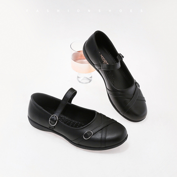 Lányka fekete bőr cipők 2025 őszi új kislány sportcipők közepes és nagy gyerek koreai stílusú sekély cipők családi cipők