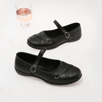 Lányka fekete bőr cipők 2025 őszi új kislány sportcipők közepes és nagy gyerek koreai stílusú sekély cipők családi cipők