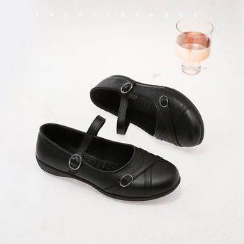 Lányka fekete bőr cipők 2025 őszi új kislány sportcipők közepes és nagy gyerek koreai stílusú sekély cipők családi cipők