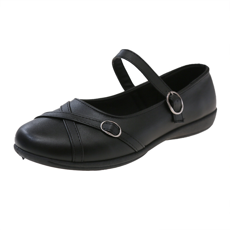 Meiteņu melnas ādas kurpes 2025. gada rudenī Jaunas mazas meitenes sporta kurpes, vidēja un liela izmēra bērnu korejiešu stila seklie ģimenes apavi