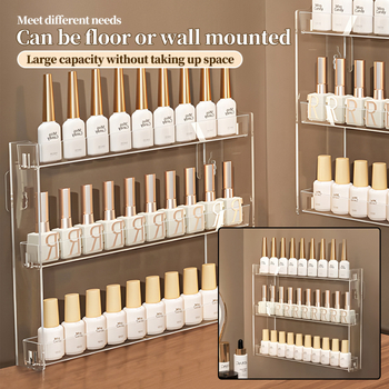 Nagų lako stovas, pakabinamas ant sienos, akrilinių sluoksniais dengtų lūpų dažų, akių šešėlių laikymo stovas, nagų lako laikymo dėžutė