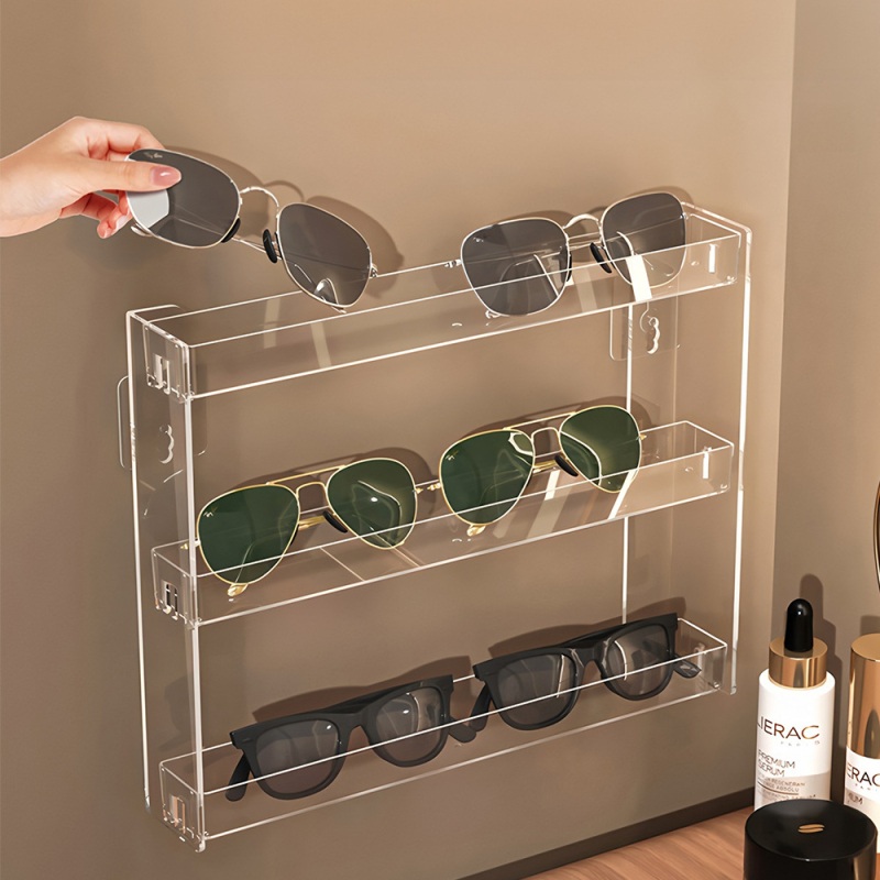 Nagų lako stovas, pakabinamas ant sienos, akrilinių sluoksniais dengtų lūpų dažų, akių šešėlių laikymo stovas, nagų lako laikymo dėžutė