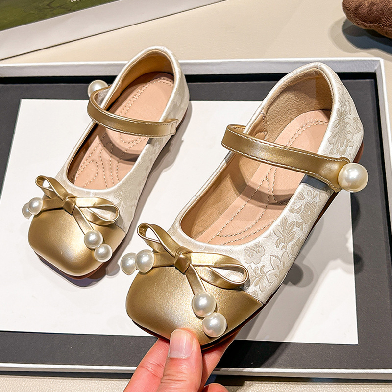Кожени обувки за момичета 3-12 години, перлени, xiangfeng, Joker, детски обувки за принцеси, обувки за момичета, големи детски обувки на едро